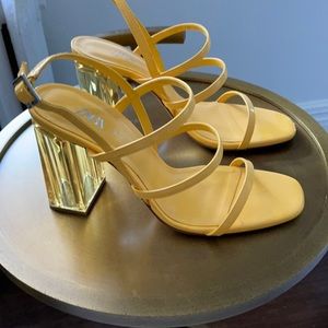 Zara Yellow Lucite Block Heels
